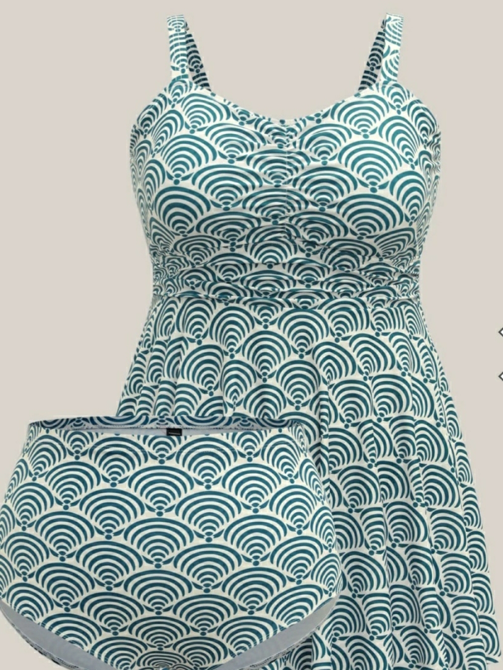 Womens BloomChic Teal and White Retro Wave Tankini Set, NWT 18/20